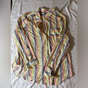 Torrid Lizzie Button-Up Shirt - Stretch Challis Multi Stripe Size 1 NWOT
